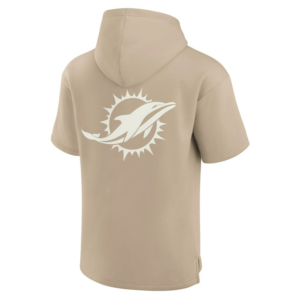 Miami Dolphins Unisex Elements Super Soft Fleece Short Sleeve Pullover Hoodie - Khaki Hoodies