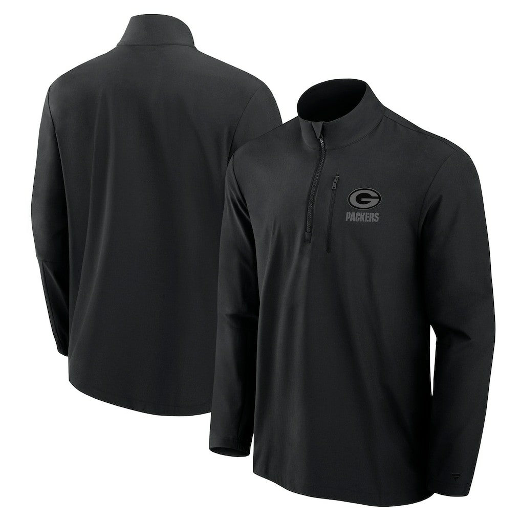 Green Bay Packers Front Office Micro Tonal Quarter-Zip Pullover - Black Pullover