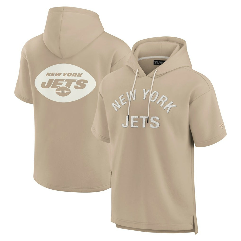 New York Jets Unisex Elements Super Soft Fleece Short Sleeve Pullover Hoodie - Khaki Hoodies