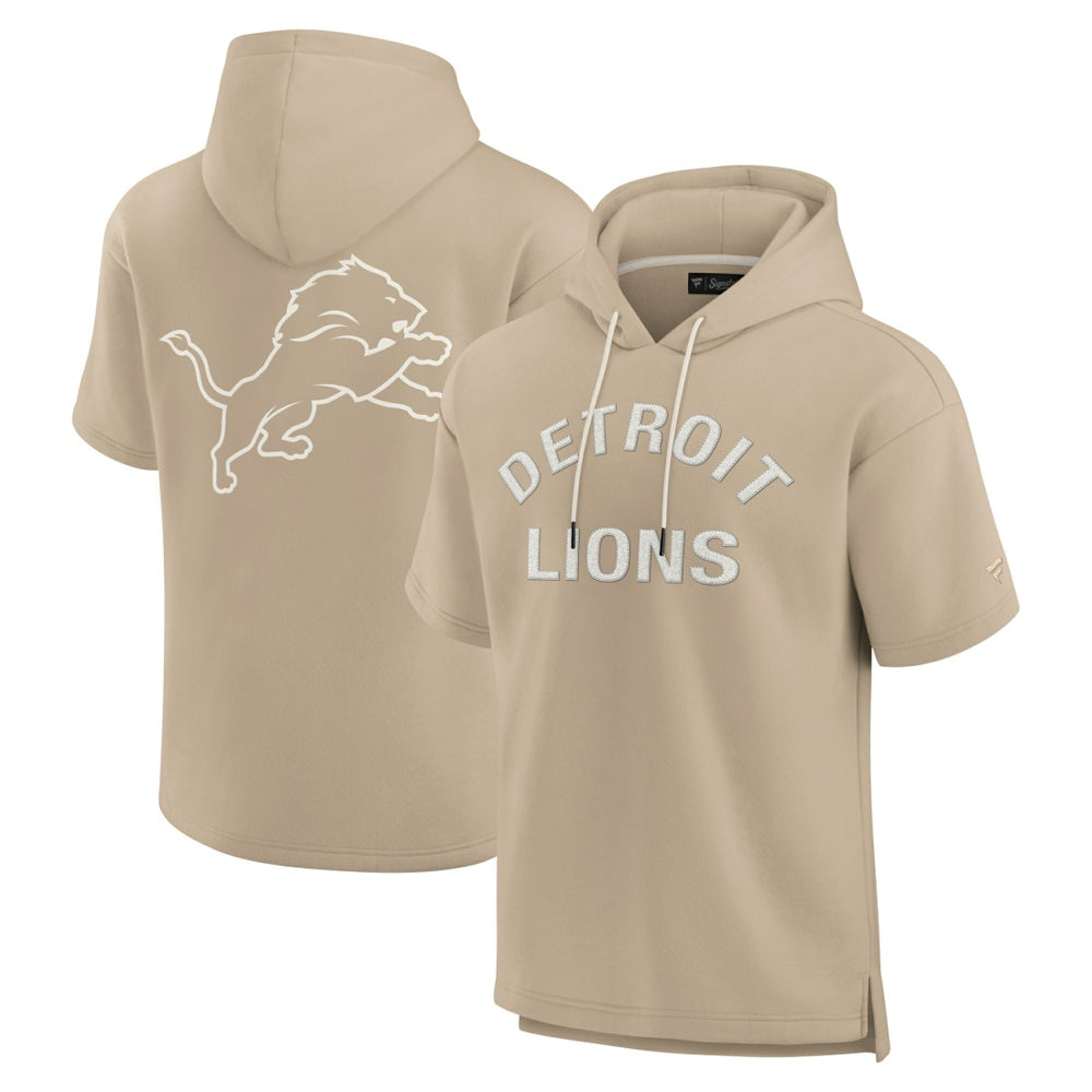 Detroit Lions Unisex Elements Super Soft Fleece Short Sleeve Pullover Hoodie - Khaki Hoodies