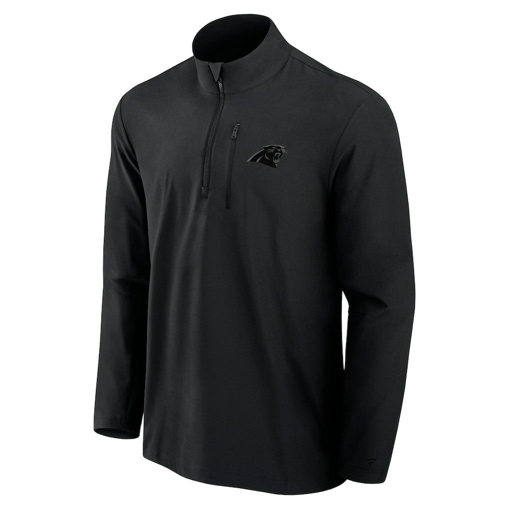 Carolina Panthers Front Office Micro Tonal Quarter-Zip Pullover - Black Pullover