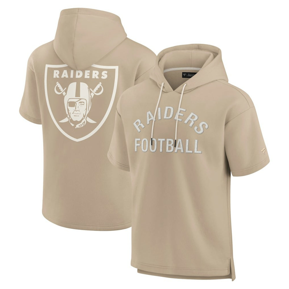 Las Vegas Raiders Unisex Elements Super Soft Fleece Short Sleeve Pullover Hoodie - Khaki Hoodies
