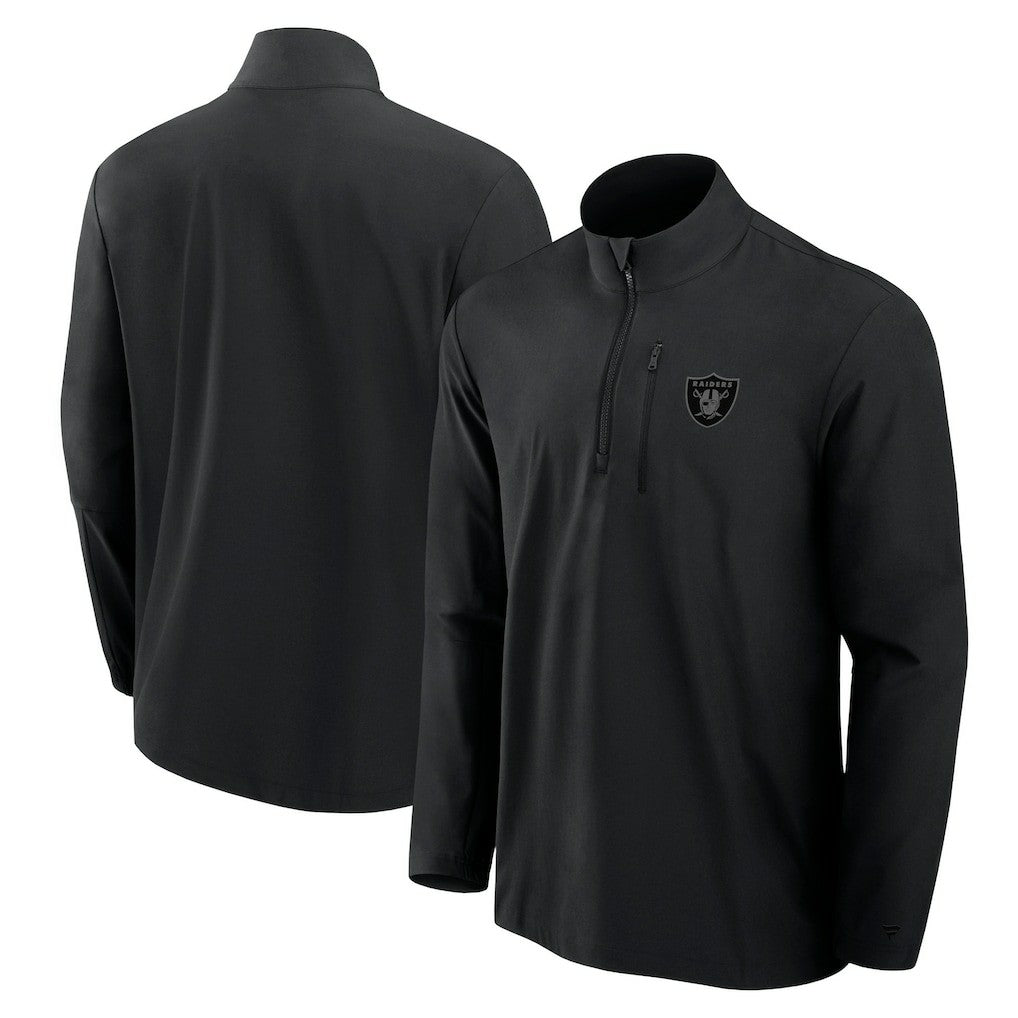Las Vegas Raiders Front Office Micro Tonal Quarter-Zip Pullover - Black Pullover