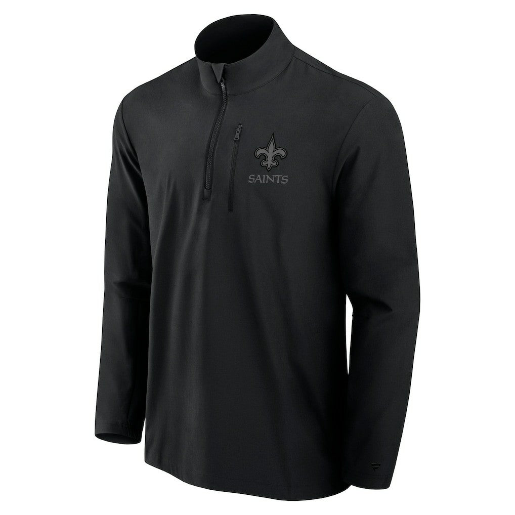 New Orleans Saints Front Office Micro Tonal Quarter-Zip Pullover - Black Pullover