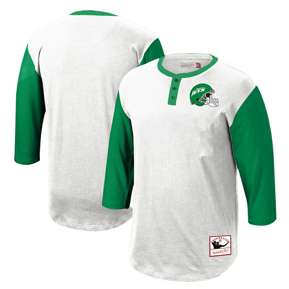 New York Jets Legacy Slub Henley 3/4 Sleeve T-Shirt - White T-shirts
