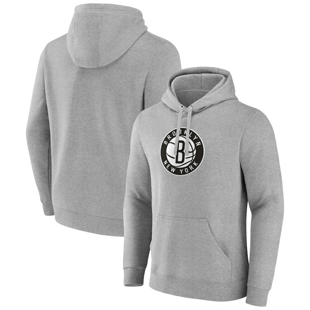 Brooklyn Nets Primary Logo Pullover Hoodie Heather Gray - Fanatics