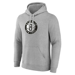 Brooklyn Nets Primary Logo Pullover Hoodie Heather Gray - Fanatics