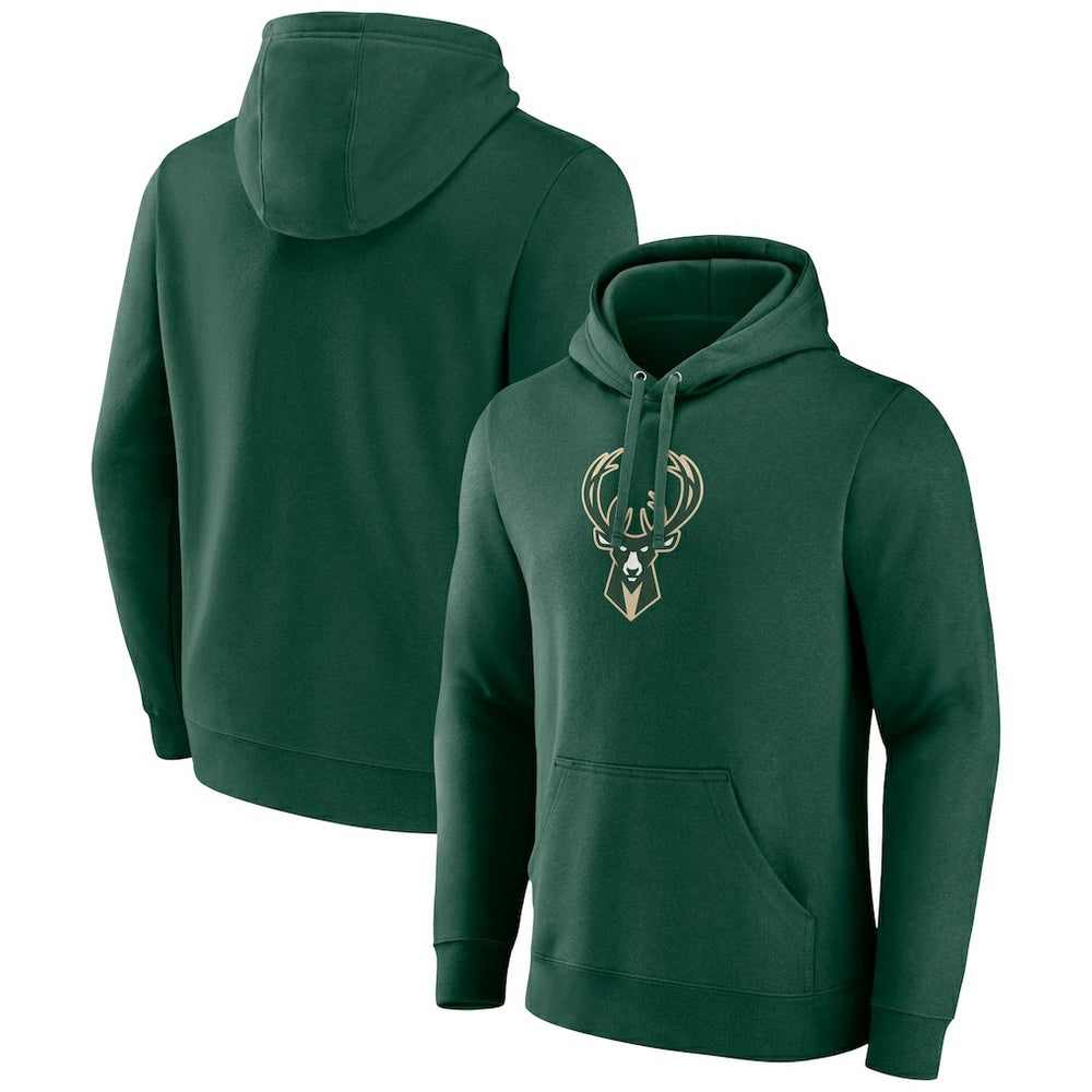Milwaukee Bucks Primary Logo Pullover Hoodie Hunter Green - Fanatics