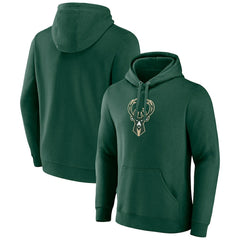 Milwaukee Bucks Primary Logo Pullover Hoodie Hunter Green - Fanatics