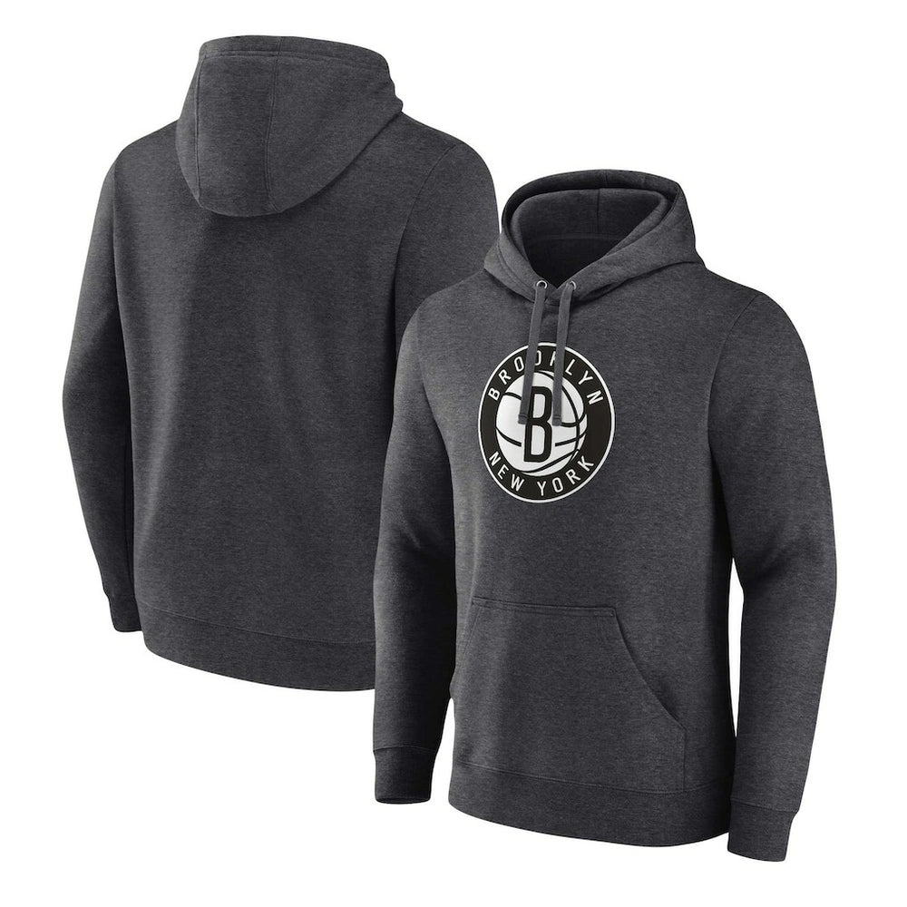 Brooklyn Nets Primary Logo Pullover Hoodie Heather Charcoal - Fanatics