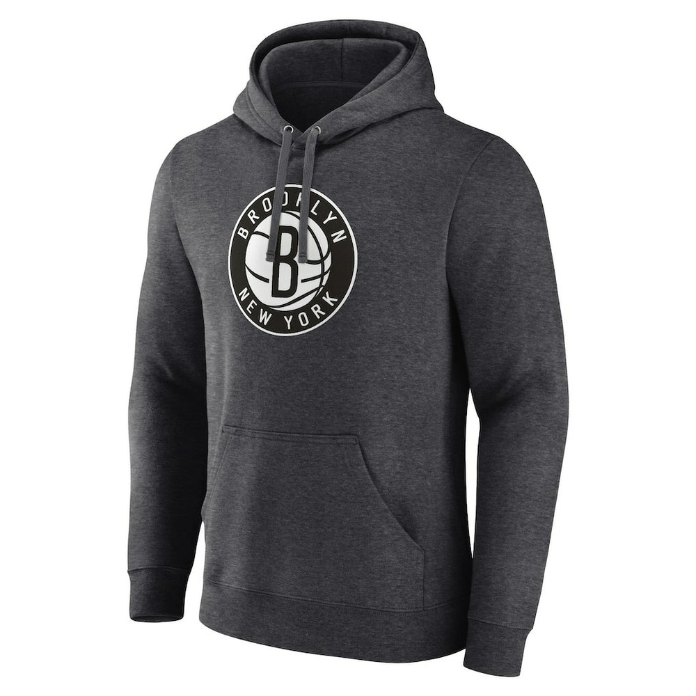 Brooklyn Nets Primary Logo Pullover Hoodie Heather Charcoal - Fanatics