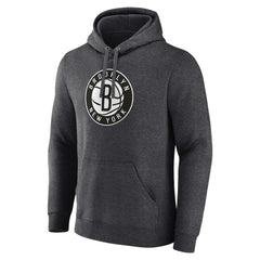 Brooklyn Nets Primary Logo Pullover Hoodie Heather Charcoal - Fanatics