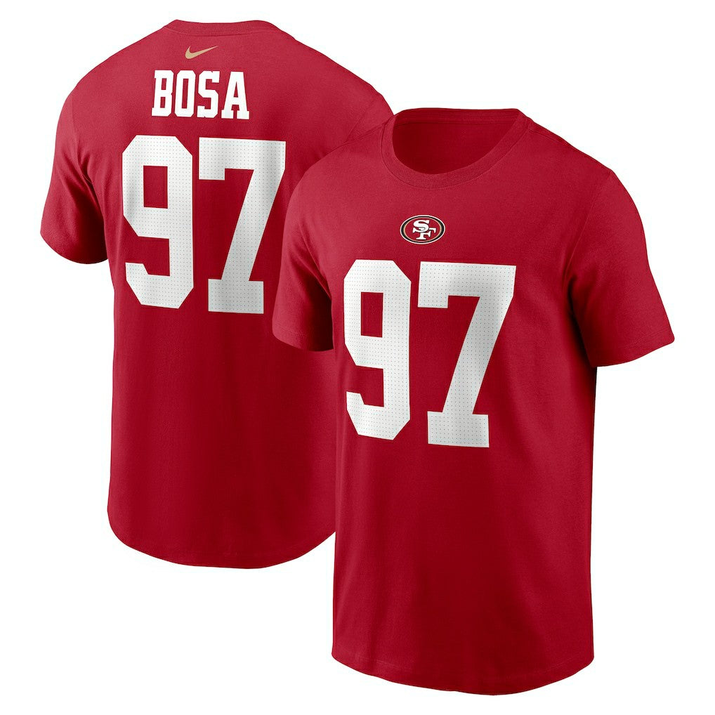 Nick Bosa San Francisco 49ers Player Name & Number T-Shirt - Scarlet T-shirts