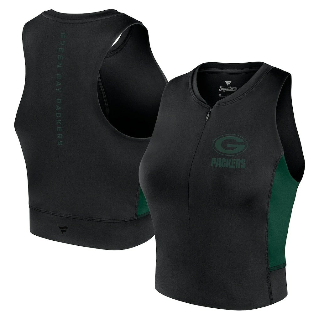 Green Bay Packers Women's Studio Fitted Gym Tank Top - Black Tops