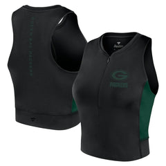 Green Bay Packers Women's Studio Fitted Gym Tank Top - Black Tops