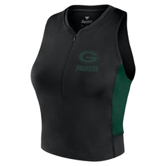 Green Bay Packers Women's Studio Fitted Gym Tank Top - Black Tops