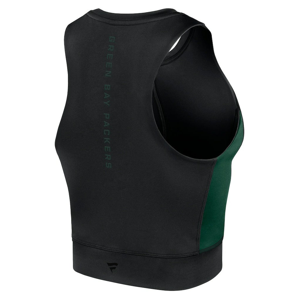 Green Bay Packers Women's Studio Fitted Gym Tank Top - Black Tops