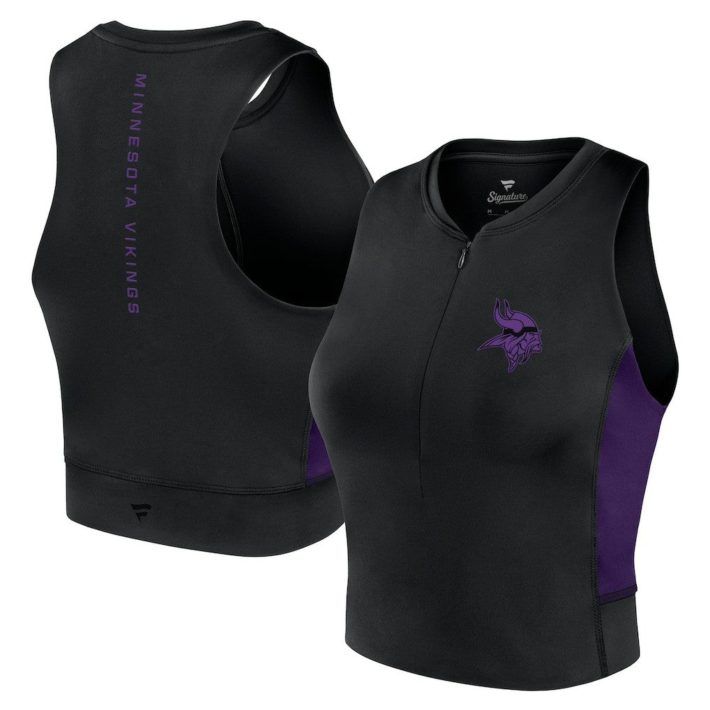 Minnesota Vikings Women's Studio Fitted Gym Tank Top - Black Tops