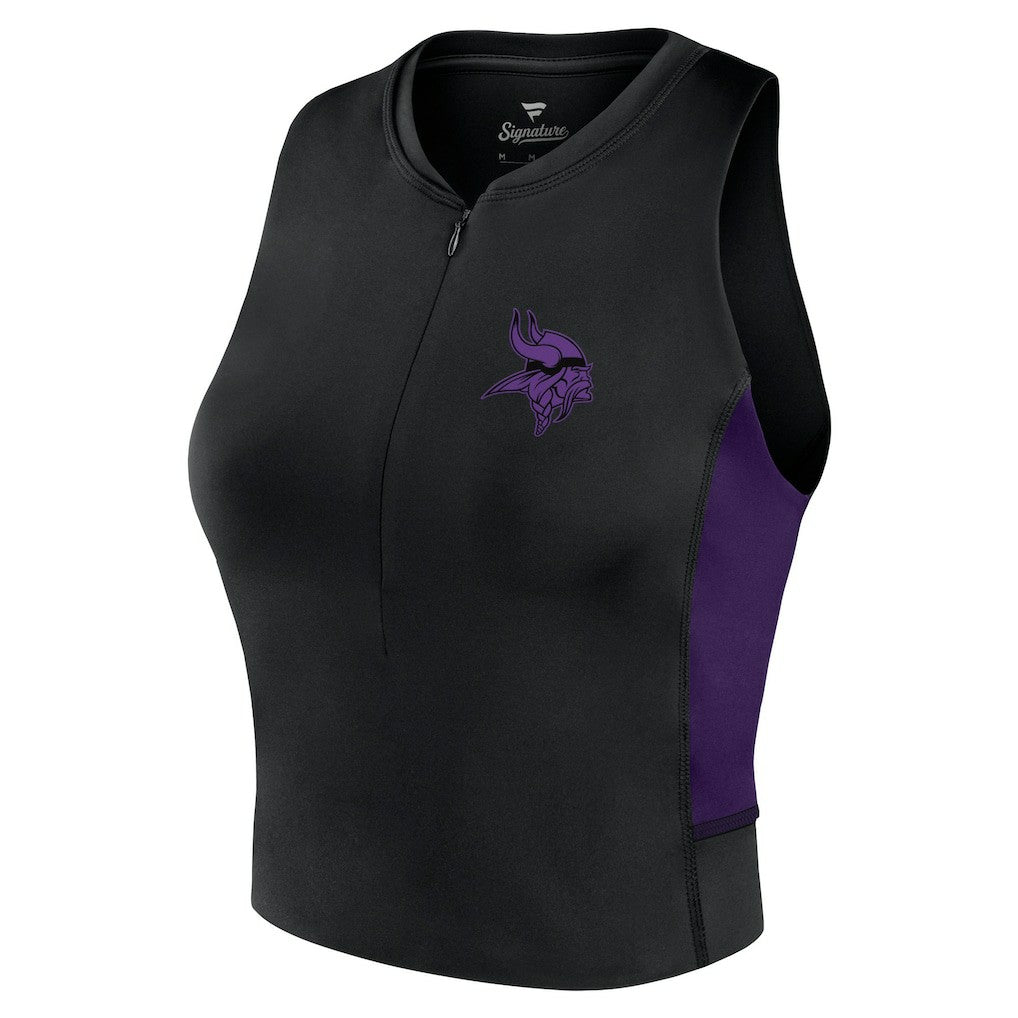 Minnesota Vikings Women's Studio Fitted Gym Tank Top - Black Tops