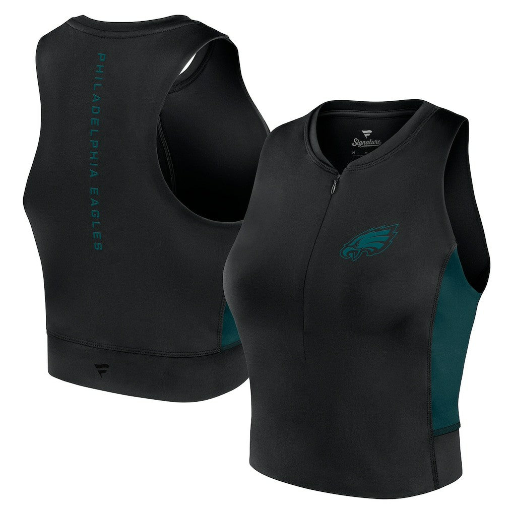 Philadelphia Eagles Women's Studio Fitted Gym Tank Top - Black Tops