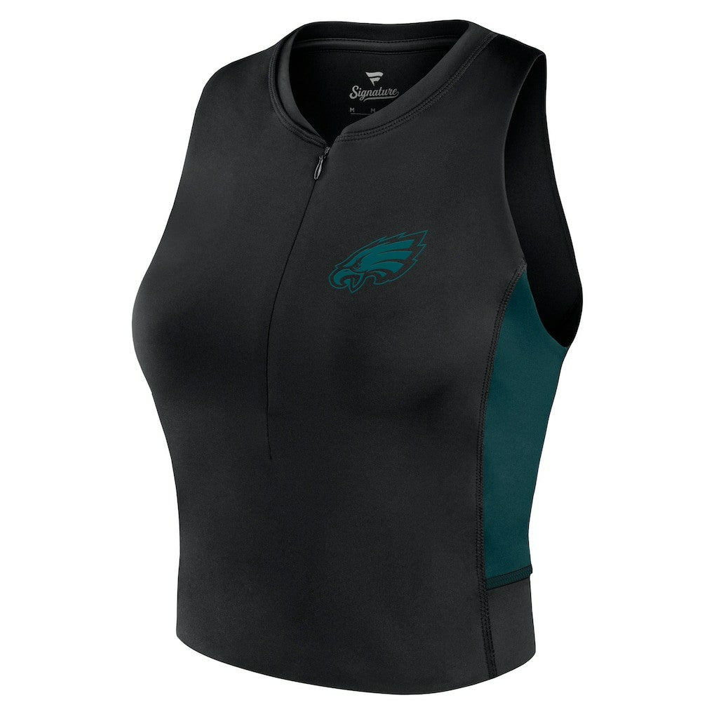 Philadelphia Eagles Women's Studio Fitted Gym Tank Top - Black Tops