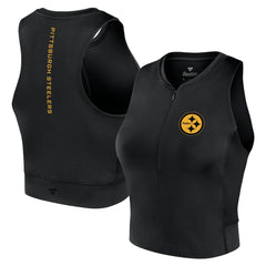 Pittsburgh Steelers Women's Studio Fitted Gym Tank Top - Black Tops
