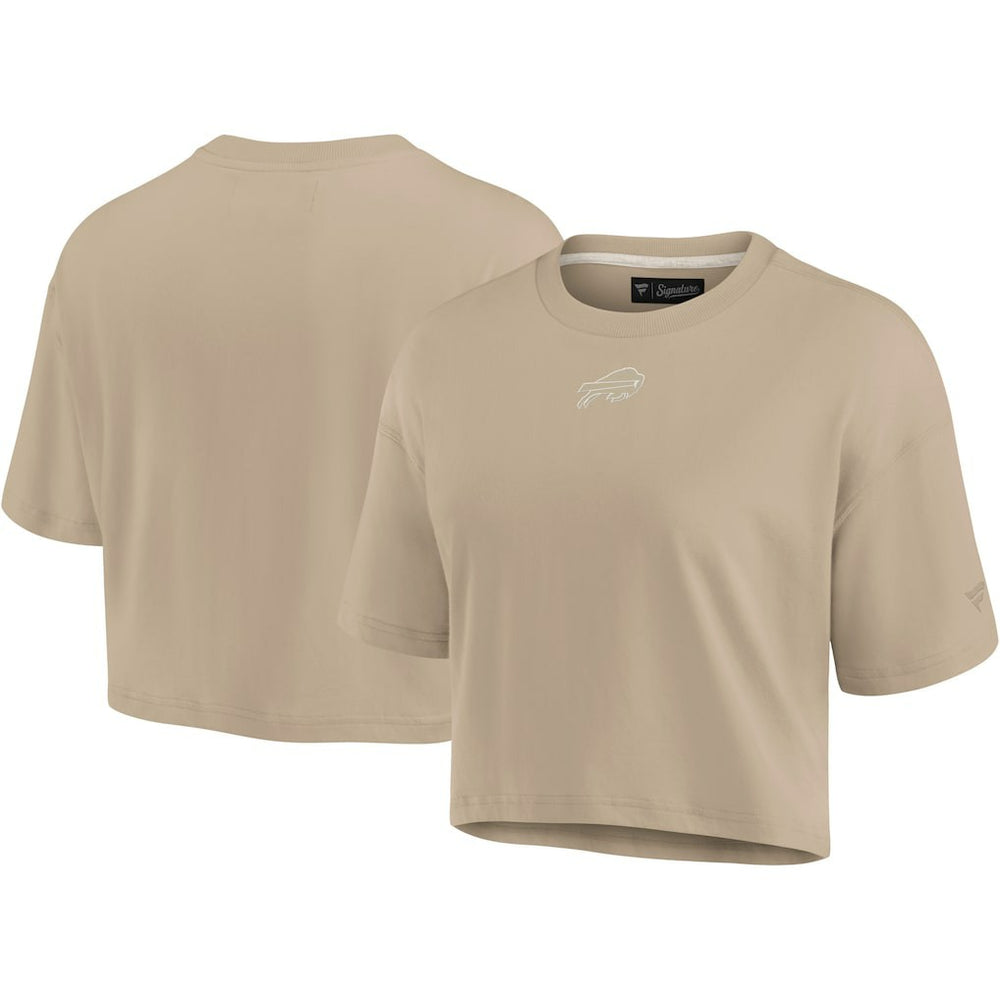 Buffalo Bills Women's Elements Super Soft Boxy Cropped T-Shirt - Khaki T-shirts