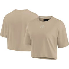 Buffalo Bills Women's Elements Super Soft Boxy Cropped T-Shirt - Khaki T-shirts