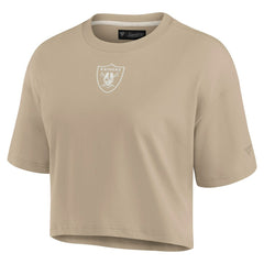 Las Vegas Raiders Women's Elements Super Soft Boxy Cropped T-Shirt - Khaki T-shirts