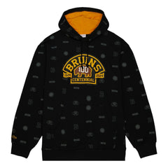 Boston Bruins Mitchell & Ness 100th Anniversary Allover Print Pullover Hoodie - Black | US 200328487