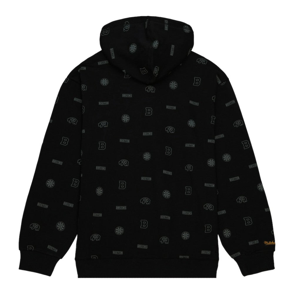 Boston Bruins Mitchell & Ness 100th Anniversary Allover Print Pullover Hoodie - Black | US 200328487