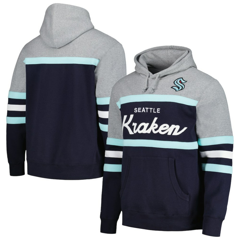 Seattle Kraken Head Coach Pullover Hoodie - Deep Sea Blue/Gray | US 200328535