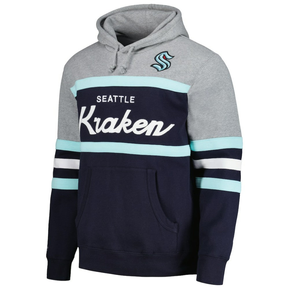 Seattle Kraken Head Coach Pullover Hoodie - Deep Sea Blue/Gray | US 200328535