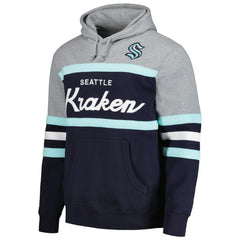 Seattle Kraken Head Coach Pullover Hoodie - Deep Sea Blue/Gray | US 200328535