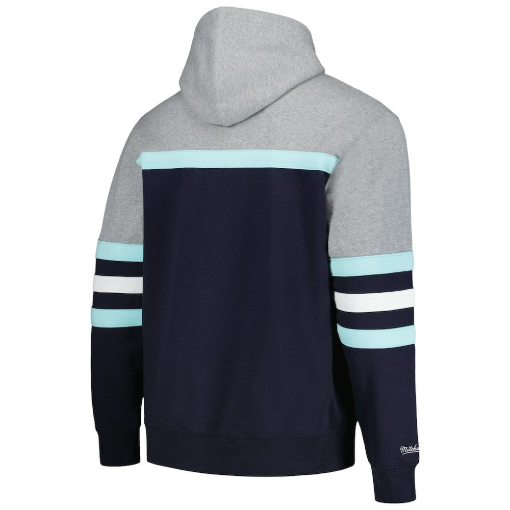 Seattle Kraken Head Coach Pullover Hoodie - Deep Sea Blue/Gray | US 200328535