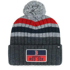 Boston Red Sox '47 Stack Cuffed Knit Hat with Pom - Gray Hats