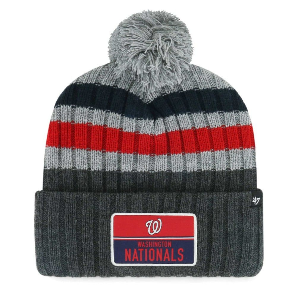 Washington Nationals '47 Stack Cuffed Knit Hat with Pom - Gray Hats
