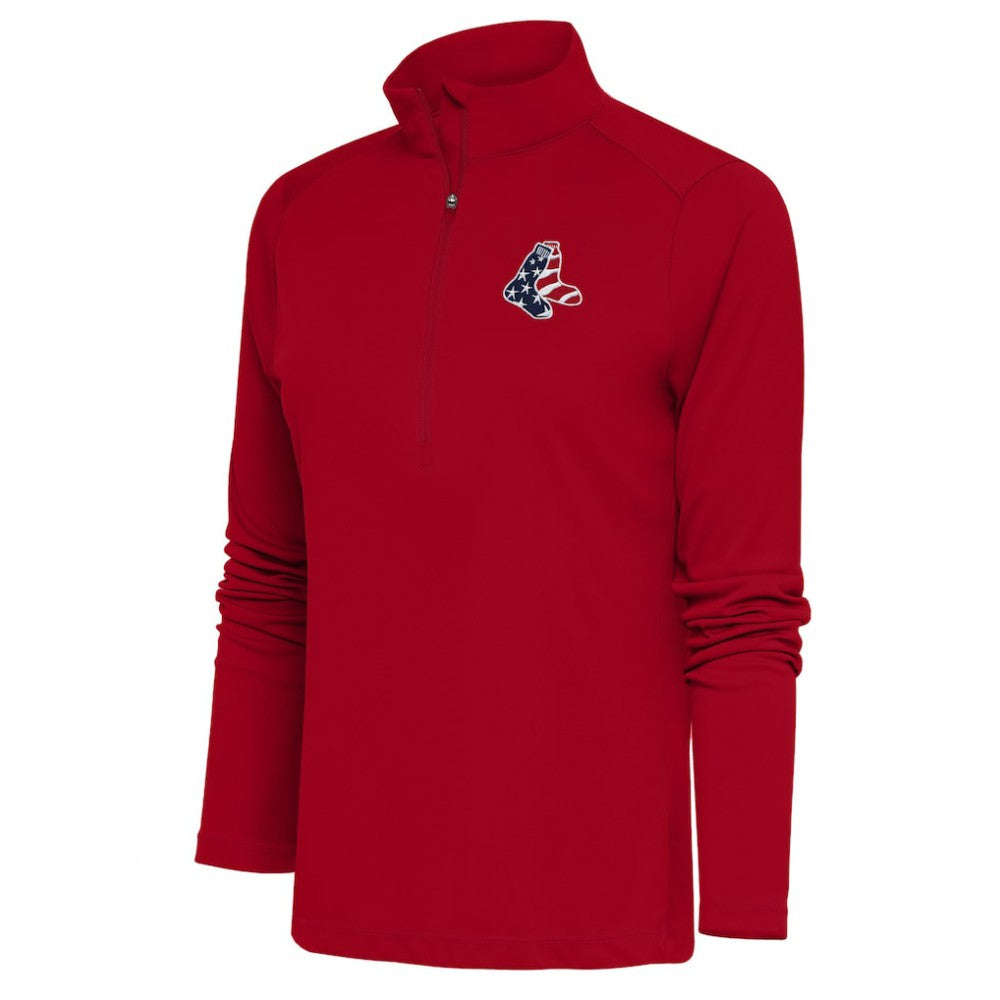 Boston Red Sox Antigua Women's Patriotic Tribute Half-Zip Pullover Top - Red Pullover