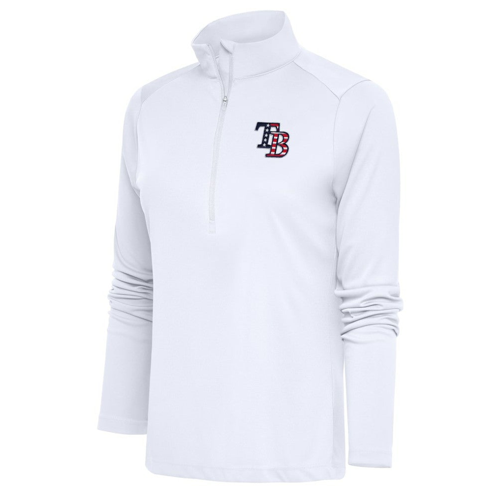 Tampa Bay Rays Antigua Women's Patriotic Tribute Half-Zip Pullover Top - White Pullover