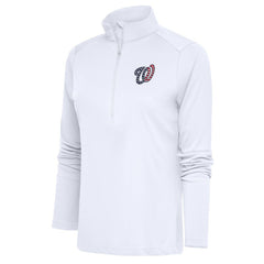 Washington Nationals Antigua Women's Patriotic Tribute Half-Zip Pullover Top - White Pullover