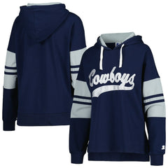 Dallas Cowboys Starter Women's Bump And Run Long Sleeve Hoodie T-Shirt - Navy Hoodies