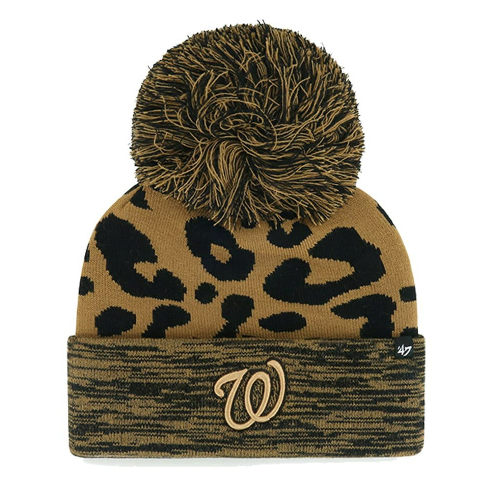 Washington Nationals '47 Women's Leopard Rosette Cuffed Knit Hat with Pom Hats