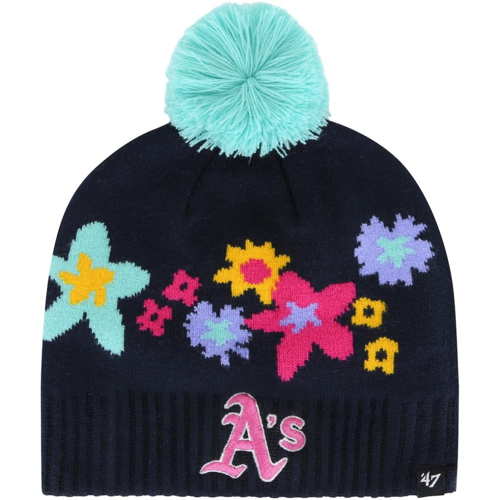 Athletics '47 Girls Youth Buttercup Knit Beanie with Pom - Navy
