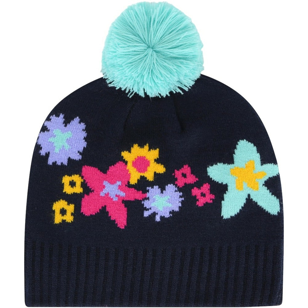Athletics '47 Girls Youth Buttercup Knit Beanie with Pom - Navy