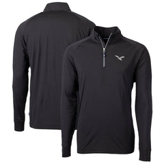 Philadelphia Eagles Cutter & Buck Gridiron Classics Big & Tall Adapt Eco Knit Stretch Recycled Quarter-Zip Pullover Top - Black Pullover