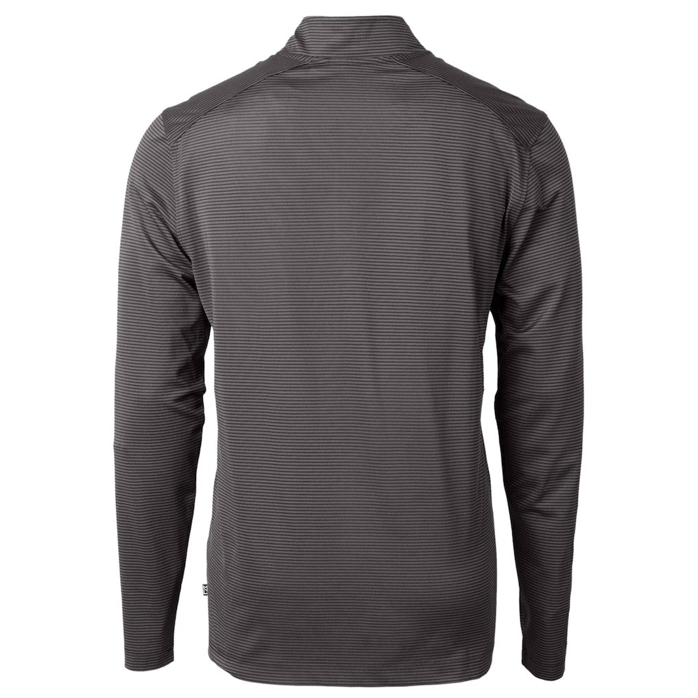 Philadelphia Eagles Cutter & Buck Gridiron Classics Big & Tall Virtue Eco Pique Micro Stripe Recycled Quarter-Zip Pullover Top - Charcoal Pullover