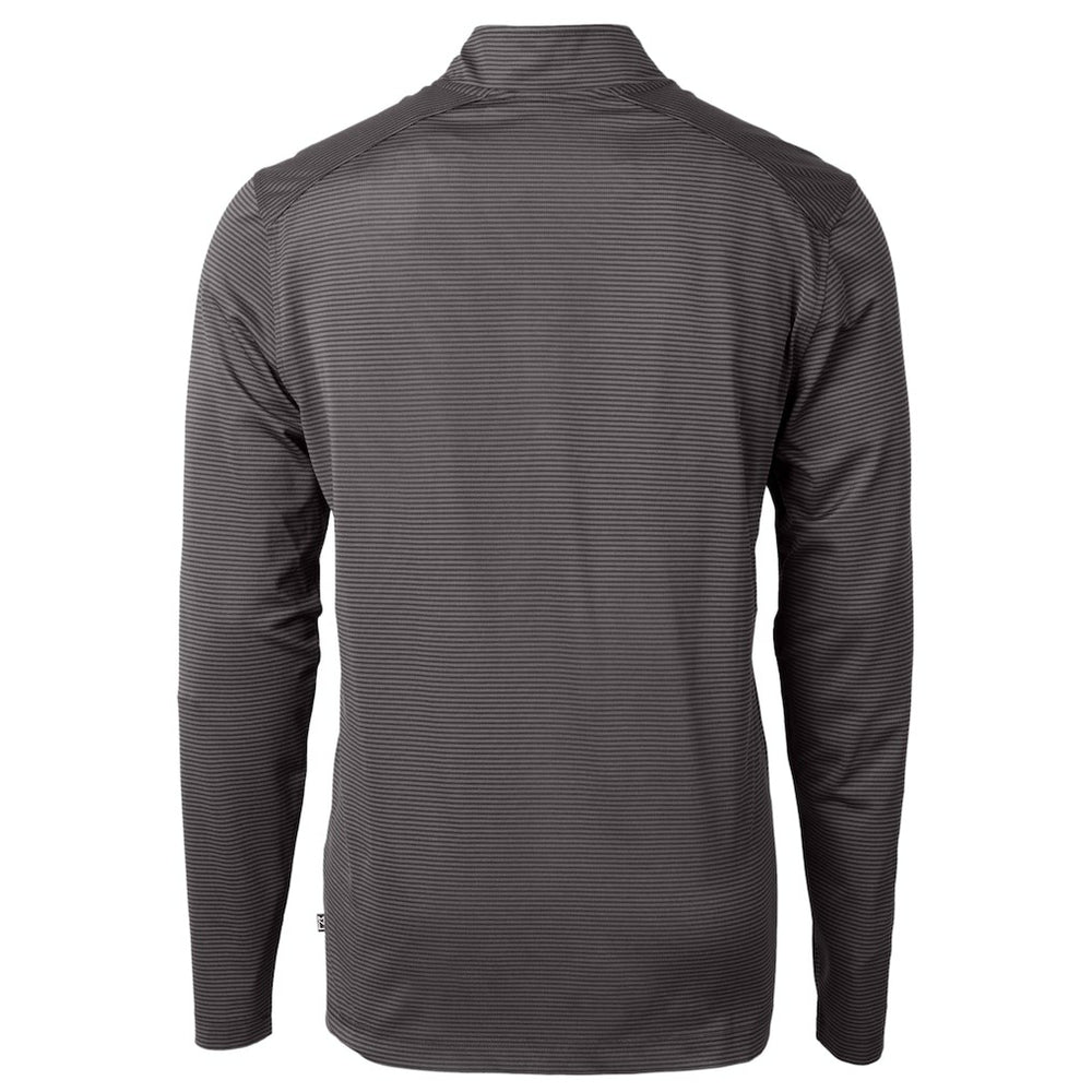 Philadelphia Eagles Cutter & Buck Gridiron Classics Big & Tall Virtue Eco Pique Micro Stripe Recycled Quarter-Zip Pullover Top - Charcoal Pullover