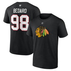 Connor Bedard Chicago Blackhawks Fanatics Authentic Stack Name & Number T-Shirt - Black | US 200351240