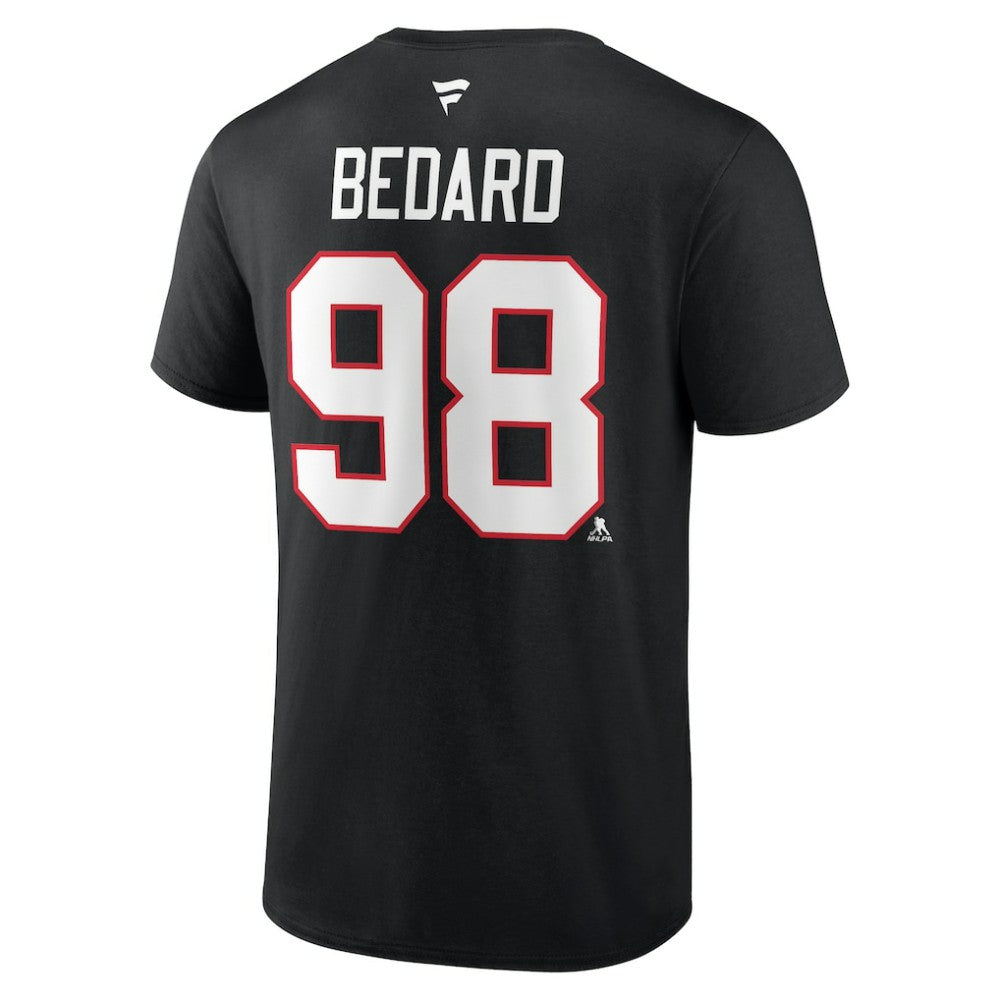 Connor Bedard Chicago Blackhawks Fanatics Authentic Stack Name & Number T-Shirt - Black | US 200351240