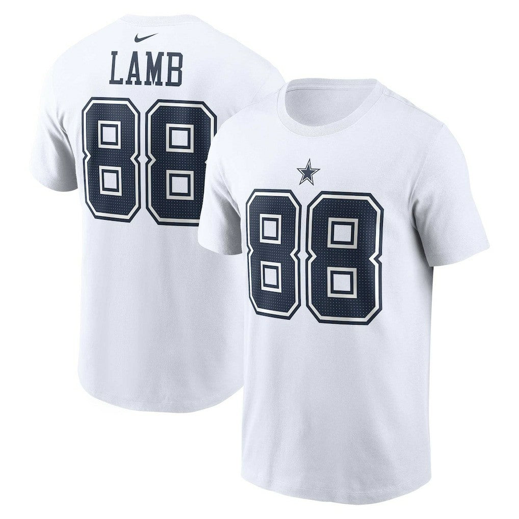 CeeDee Lamb Dallas Cowboys Player Name & Number T-Shirt - White T-shirts